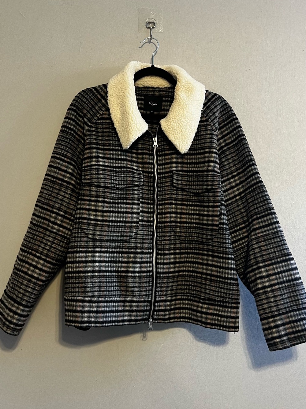RAILS Cheyenne Plaid Wool Blend Zip Up Jacket with Sherpa Collar - Women’s XL